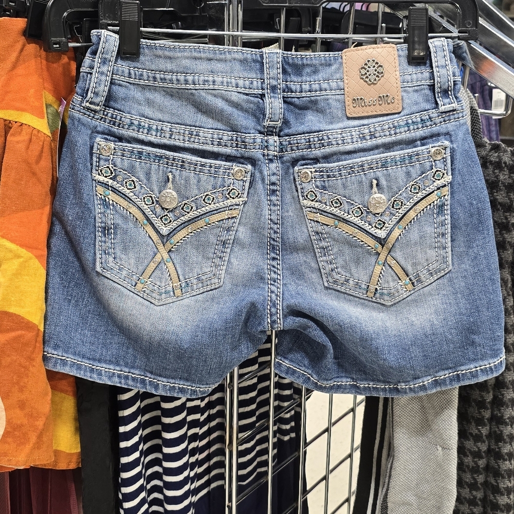 Embroidered Miss Mw  Denim Shorts
